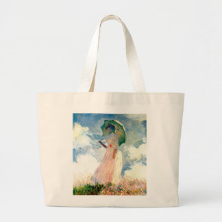 Grand Tote Bag Art Monet "Femme au parosel rose"