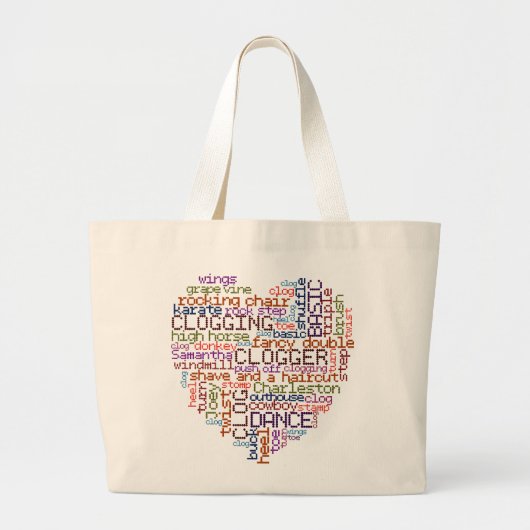 Grand Tote Bag Art obstruant de mot de Clogger (Devant)