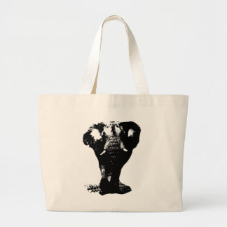 Grand Tote Bag Art pop Eléphant Noir & Blanc