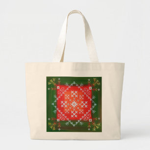 Grand Tote Bag Art populaire letton vintage avec symboles peintur