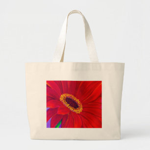 Grand Tote Bag Art rouge de peinture de fleur de Gerber de