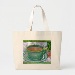 Grand Tote Bag Art vert de café de CricketDiane de café