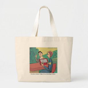 Grand Tote Bag Artiste de croquis de crime de la police drôle