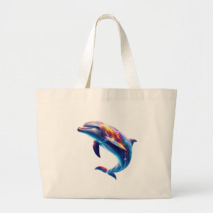 Grand Tote Bag Arts de dauphin colorés mignons