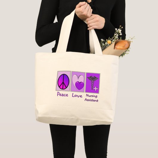 Grand Tote Bag Assistant de soins d'amour de paix (Devant (produit))