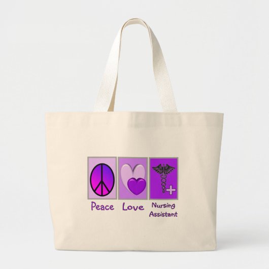 Grand Tote Bag Assistant de soins d'amour de paix (Devant)