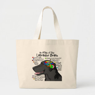 Grand Tote Bag Atlas noir de cerveau de Labrador