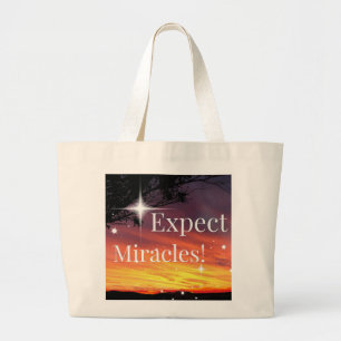 Grand Tote Bag Attendez-vous à Miracles Sparkle Sunset Inspiratio