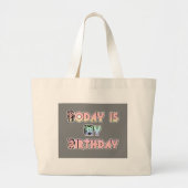 Grand Tote Bag Aujourd'hui est mon anniversaire Baby Pink Art Pri (Devant)