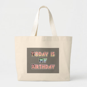 Grand Tote Bag Aujourd'hui est mon anniversaire Baby Pink Art Pri
