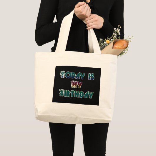 Grand Tote Bag Aujourd'hui est mon art d'anniversaire (Devant (produit))
