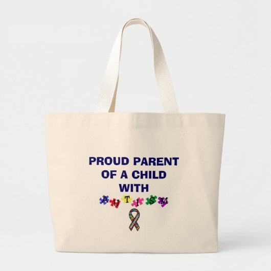 Grand Tote Bag autismprimarywb, 7715_1_b, FIER PARENT D'UN CH... (Devant)