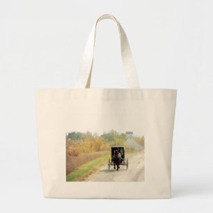 Grand Tote Bag Automne Amish Horse et Buggy