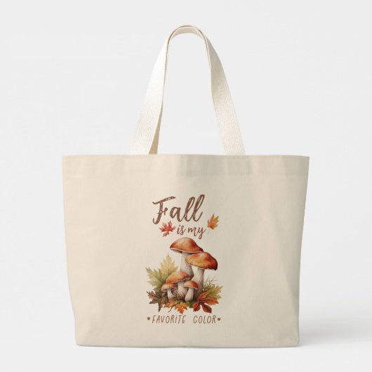 Grand Tote Bag Automne Est Ma Couleur Préférée - Champignons & Fe (Dos)