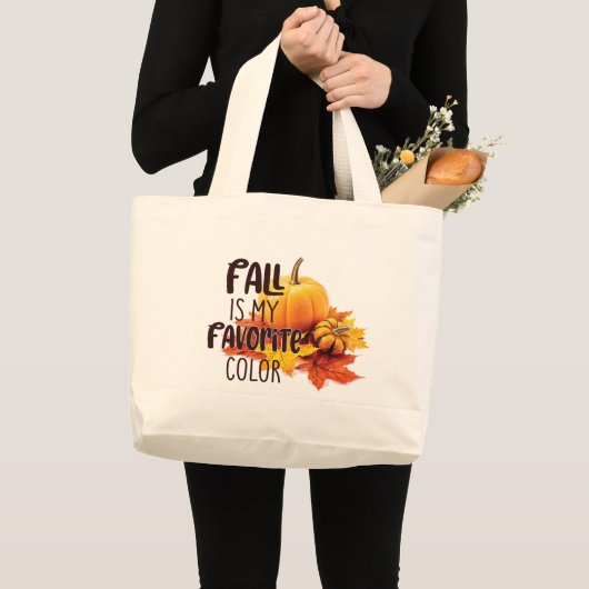 Grand Tote Bag Automne est ma couleur préférée - Citrouille & Feu (Devant (produit))