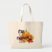 Grand Tote Bag Automne est ma couleur préférée - Citrouille & Feu (Devant)