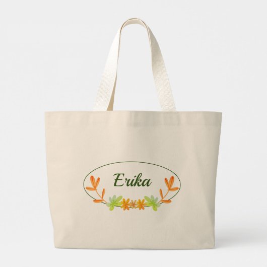 Grand Tote Bag Automne Feuilles Orange Folial Folial Wreath Autom (Dos)