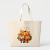 Grand Tote Bag Automne Sweet Automne - Automne Citrouille & Feuil (Devant)