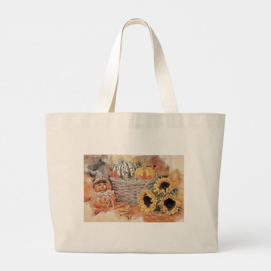 Grand Tote Bag Autum Vibes Automne citrouilles automne couleurs a (Dos)