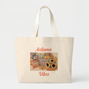 Grand Tote Bag Autum Vibes Automne citrouilles automne couleurs a
