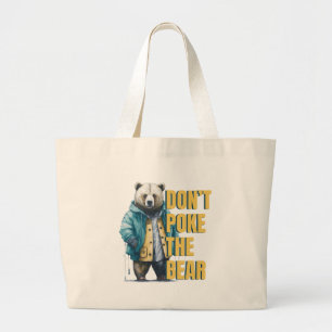 Grand Tote Bag Avertissement amical : 'Ne pique pas la blague drô