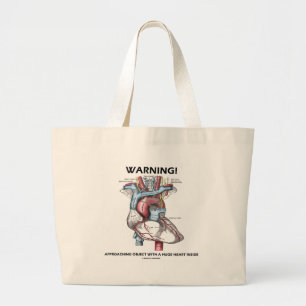 Grand Tote Bag Avertissement ! Objet de approche avec le coeur