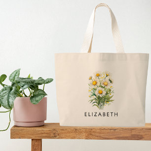Grand Tote Bag Avril Mois de naissance Fleur cadeau personnalisé