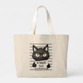 Grand Tote Bag Bad Cattitude - Mugshot de chat noir (Dos)