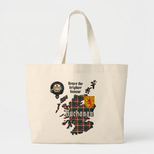 Grand Tote Bag Badge du clan de Buchanan et Carte de Tartan en Ec