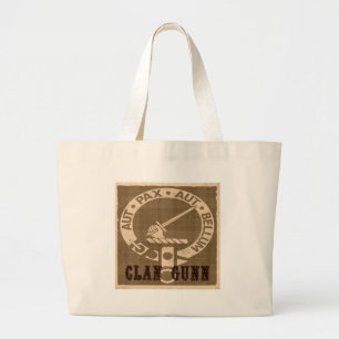 Grand Tote Bag Badge du Clan Gunn - Sepia