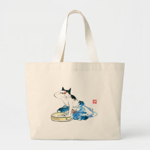 Grand Tote Bag Bain japonais de chats humoristique II
