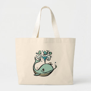 Grand Tote Bag Baleine d'un capitaine ! par Tiki élégant