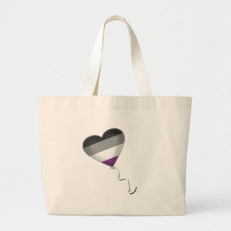 Grand Tote Bag Ballon asexuel de coeur de fierté