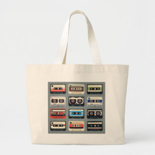 Grand Tote Bag Bandes de cassettes rétro 80s