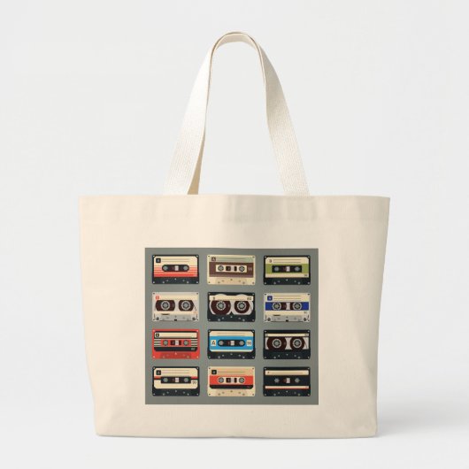 Grand Tote Bag Bandes de cassettes rétro 80s (Devant)