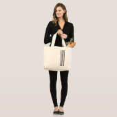 Grand Tote Bag Bandes noires (Devant (modèle))