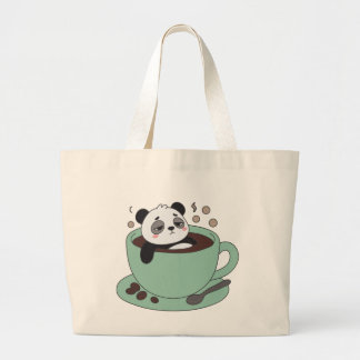 Grand Tote Bag Bao Panda Bathing In Coffee Cup Cute Aesthetic Kaw