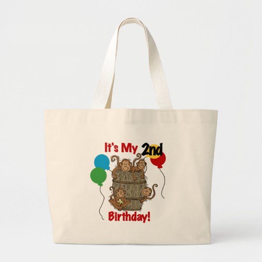 Grand Tote Bag Baril de singes 2e Anniversaire Tshirts et cadeaux (Devant)