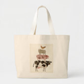 Grand Tote Bag Barnyard Buds - Vache, cochon, mouton et hen (Devant)