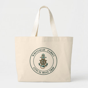 Grand Tote Bag Bateau d'été de la famille nautique personnalisée