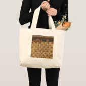 Grand Tote Bag Batik Kawung vintage indonésien à motif rustique (Devant (produit))