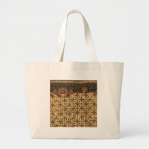 Grand Tote Bag Batik Kawung vintage indonésien à motif rustique