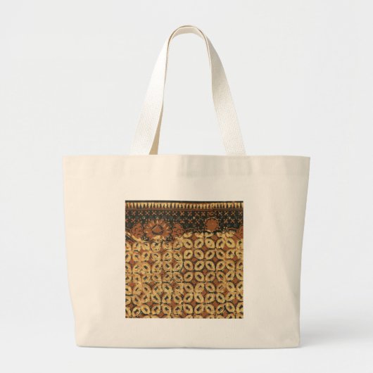 Grand Tote Bag Batik Kawung vintage indonésien à motif rustique (Devant)