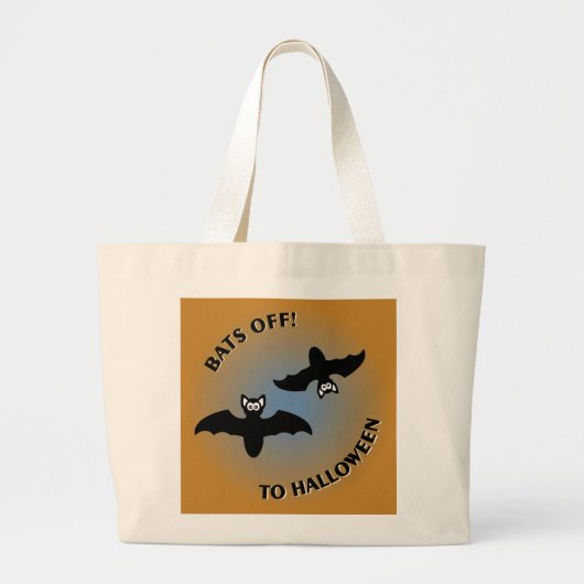 Grand Tote Bag Bats d'Halloween bleu orange (Devant)