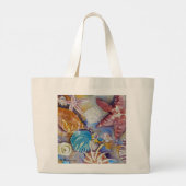 Grand Tote Bag Beach Seashs aquarelle Design Fourre-tout (Dos)