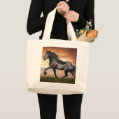 Grand Tote Bag Beau Cheval Noir (Devant (produit))