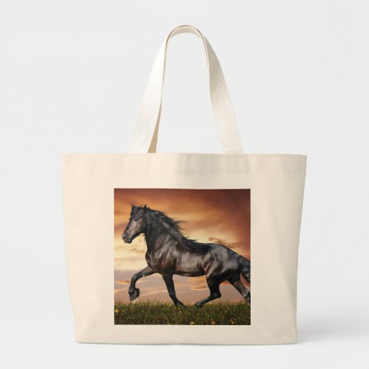 Grand Tote Bag Beau Cheval Noir (Devant)