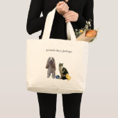 Grand Tote Bag Beau Chien, Tabby Chat et Chick (Devant (produit))