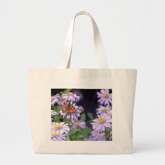 Grand Tote Bag Beau Papillon Sur Fleurs (Devant)
