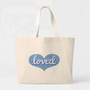 Grand Tote Bag Beaucoup aimé - Coeur d'amour bleu - Voyage de béb